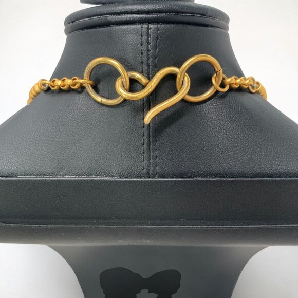 Vintage Gold-Tone Rope Cluster Necklace With Hook Clasp & Chain Detail - Picture 3 of 7